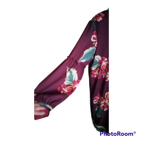 Women's Loft Floral Midi Shift Dress Burgundy XL - Picture 2 of 5